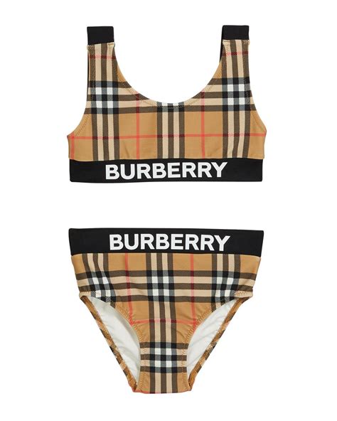 burberry print swimsuit|Burberry high waisted bikini.